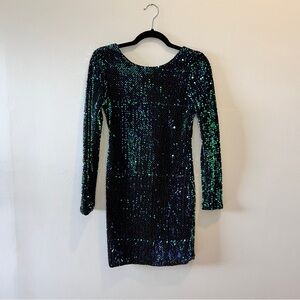 MOTEL ROCKS Long Sleeve Sequin Mini Dress